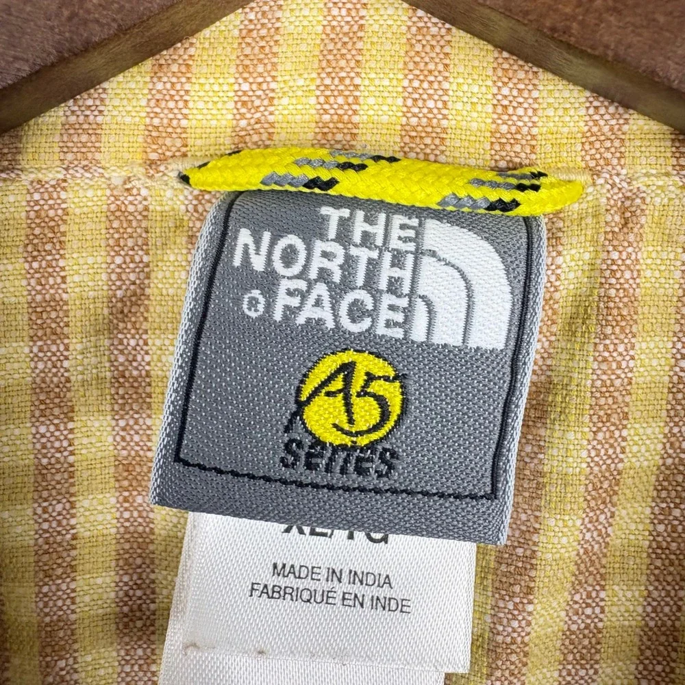 The North Face A5 Series Mens XL Gingham Button Down Shirt Yellow Short Sleeve